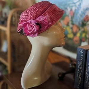 Vintage 60s Woven Floral Hat